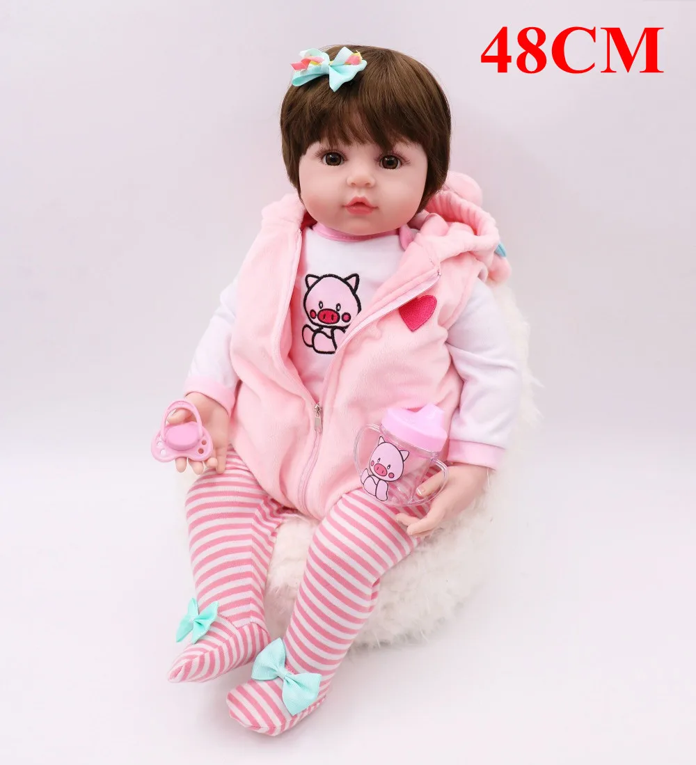 48 см младенец получивший новую жизнь bebe кукла для новорожденных девочек мягкий