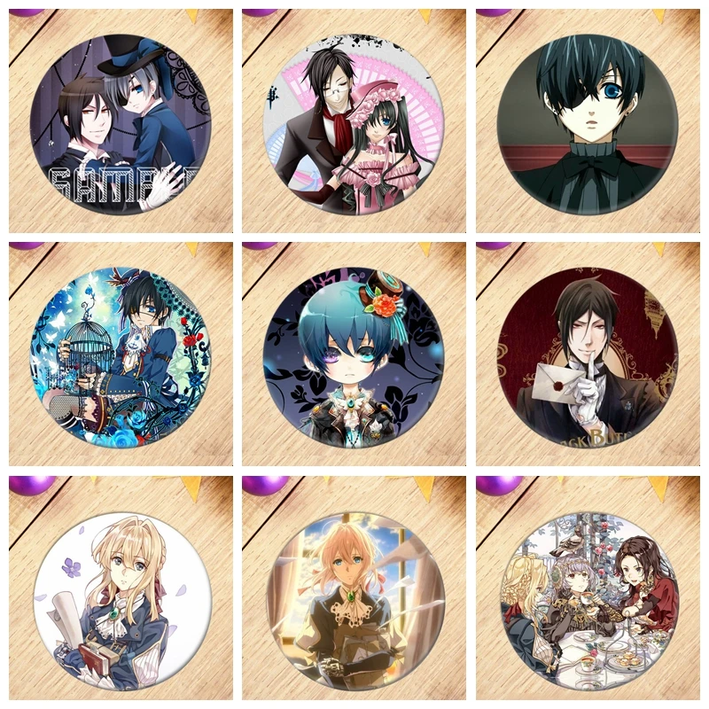 Распродажа 1 шт. значок черного Батлера косплея фиолетовая брошь Evergarden блестящие