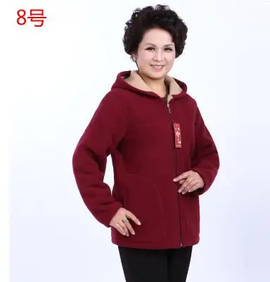 Dark red cap8 Прямая поставка с фабрики, осенне-зимняя женская куртка с капюшоном для женщин среднего возраста, тонкое кашемировое теплое пальто больших размеров, повседневные топы A647 - Цвет: Dark red cap8