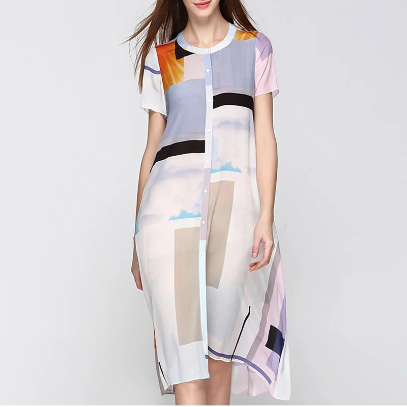 Фото Spring and summer 2017 European American women's haute couture silk dresses Safari Style long print LYQ544 Женская одежда Spring and summer 2017 European American women's haute couture silk dresses Safari Style long print LYQ544 Женская одежда