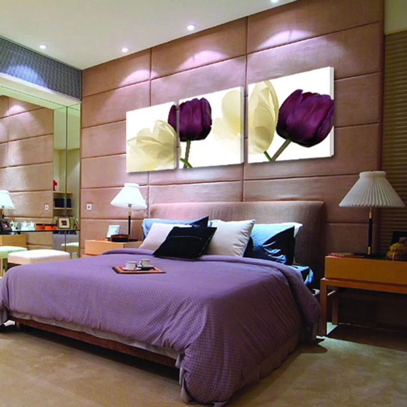 Тюльпан цветы искусство безрамный Печать холст 3 шт. без рамы современный и