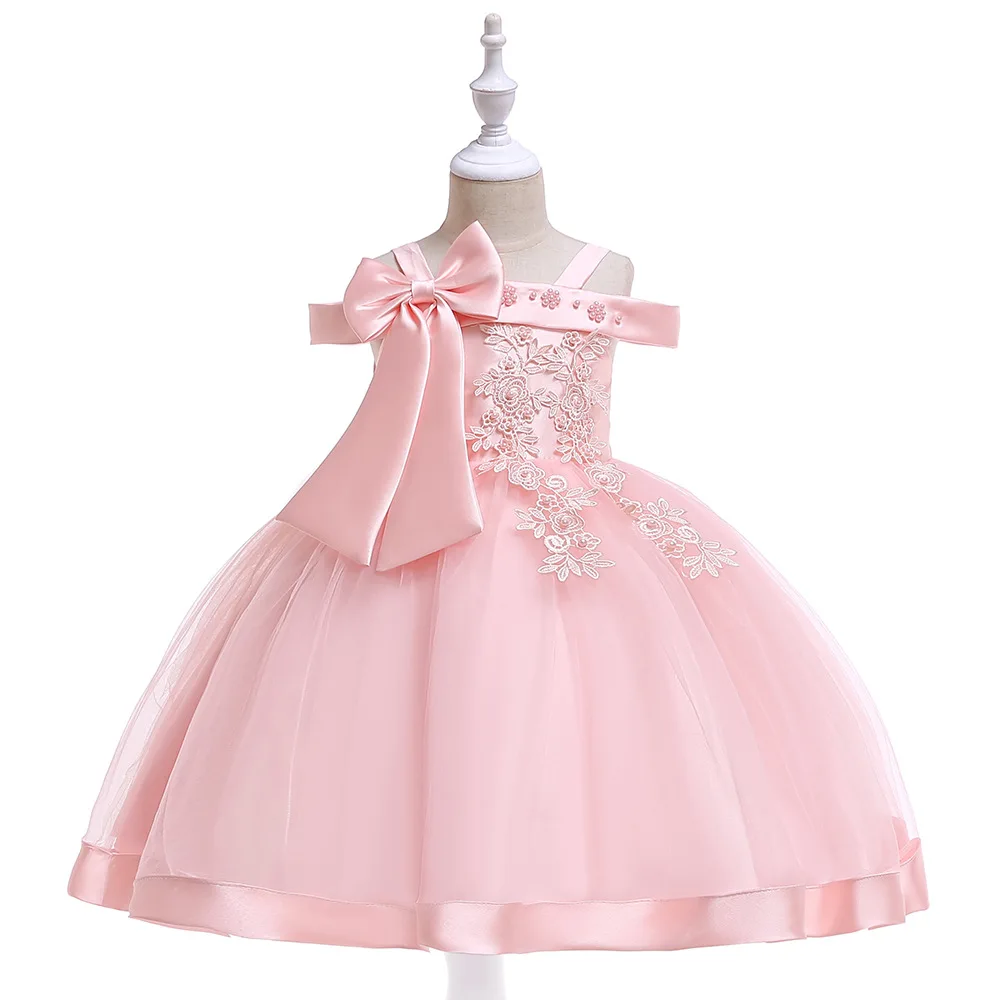 2019 children's Shoulderless Big bow sweet princess dress girl wedding flower baby party fashion summer kids dresses for girls | Детская