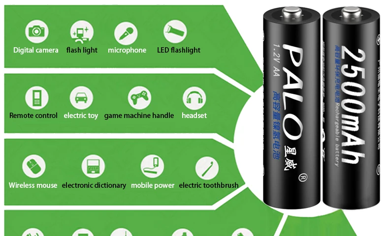 PALO 4 шт. настоящая емкость AA 2500mAh 1,2 V 3000MAH Ni-MH предварительно Заряженная аккумуляторная батарея AA 1300MAH 3A 1100MAH AAA Baterias
