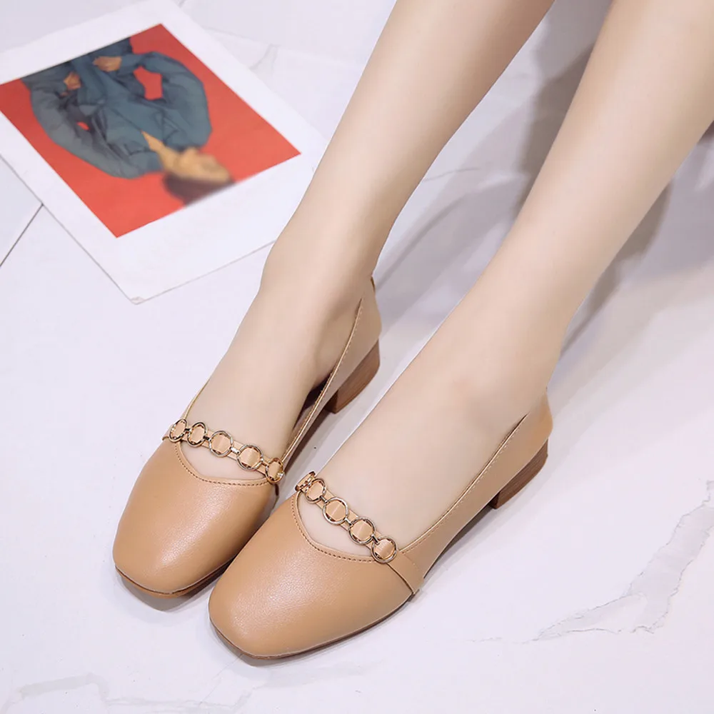 Women Shallow Square Toe Pumps Female Pure Color Elegant Shoes With Thick Heel Slip On Shoes Single Shoes Loafers Zapatos Mujer