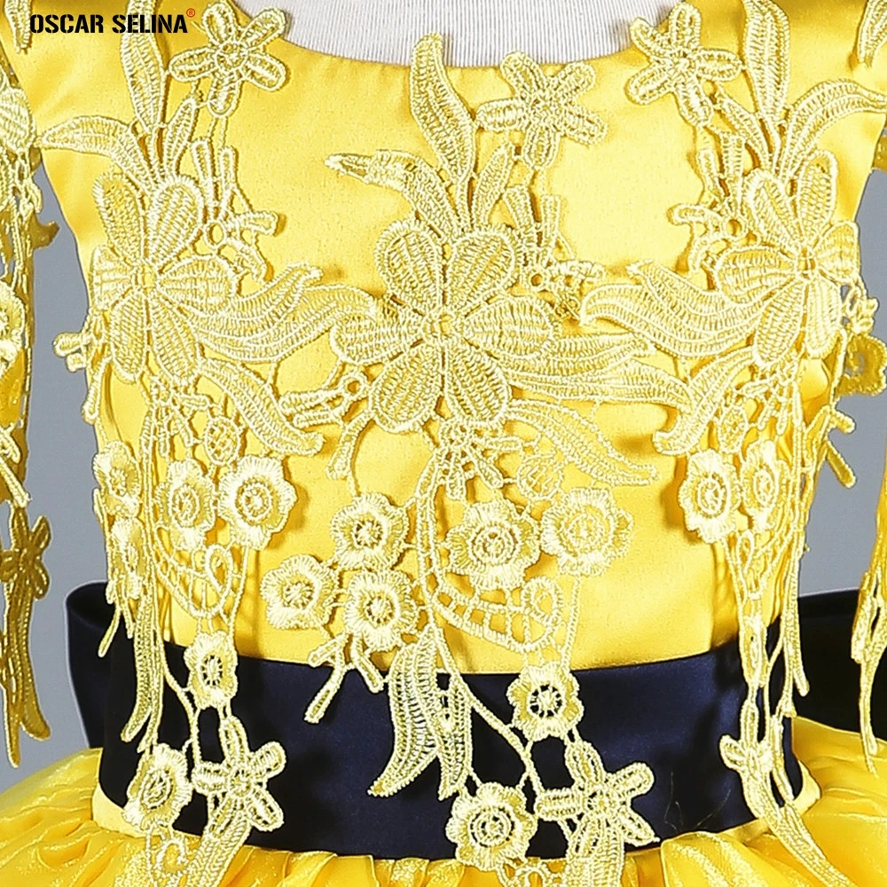 High quality custom flower girl dresses2019 new Scoop fluffy yellow primera comunion long pageant dresses for girls plus size | Свадьбы и