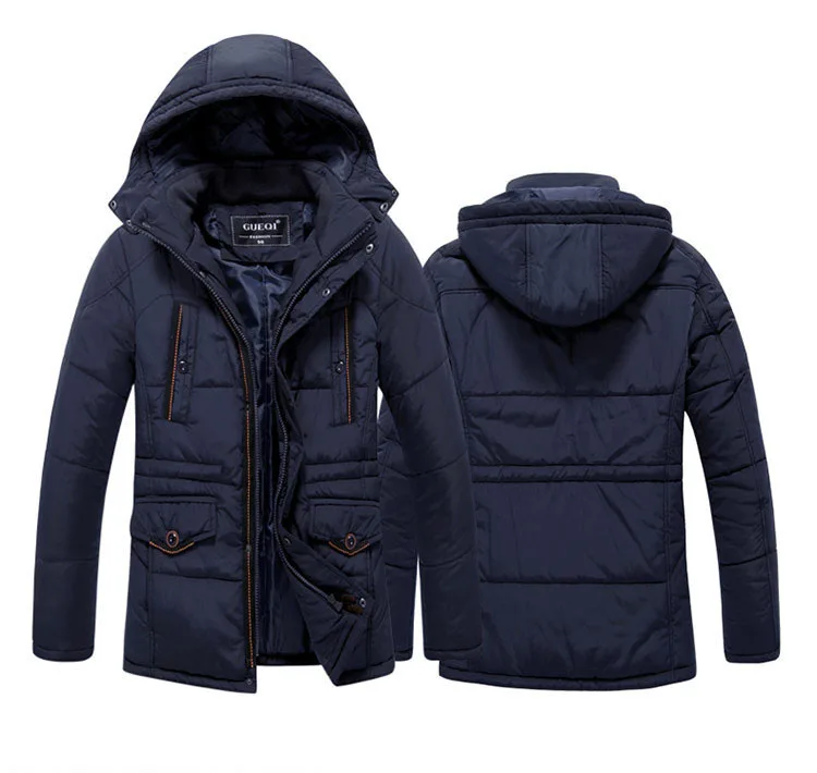 GUEQI Winter Men Fashion Warm jackets Men's Classic Casual Parkas Hooded Outerwear Man Cotton Coats Size M-3XL 0525 | Мужская одежда