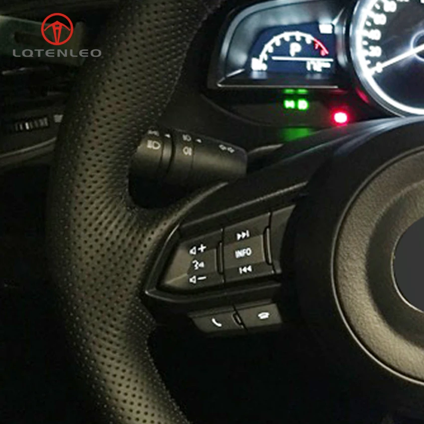 LQTENLEO черный из натуральной кожи рулевого колеса автомобиля крышки для Mazda 3 Axela- Mazda 6 Atenza- CX-3 CX-4 CX-5 CX-9