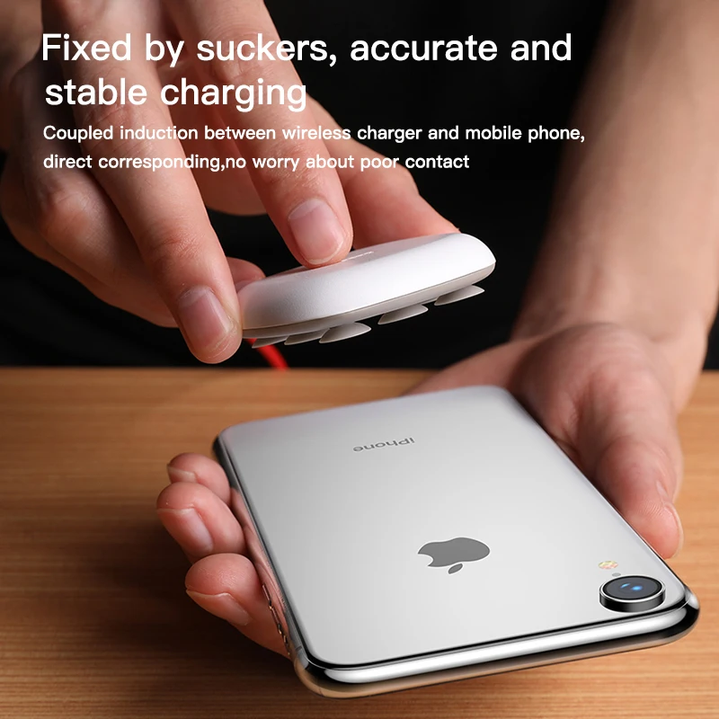 Baseus присоска Беспроводное зарядное устройство для iPhone XR XS Max портативный Быстрый