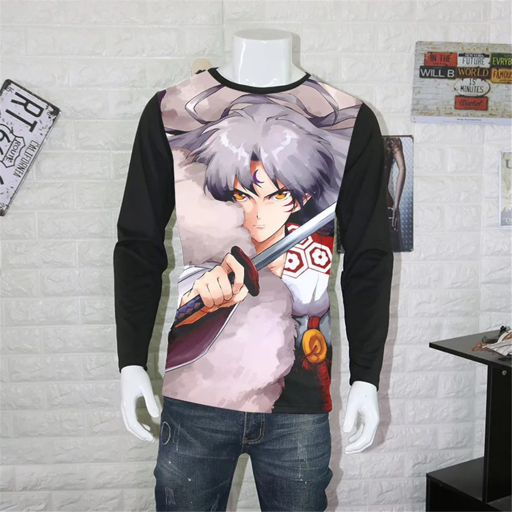Косплей Аниме унисекс Топы Футболка Inuyasha футболка с длинным рукавом Moneca Stori