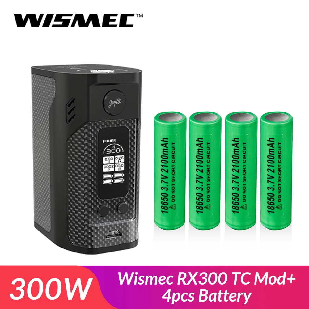 Оригинальный Wismec RX300 TC мод коробка углеродное волокно 300 Вт с 4 шт 18650 батарея