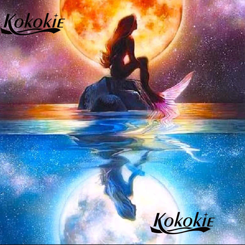 5d Мультфильм Русалка Алмазная мозаика полностью квадратная картина Стразы