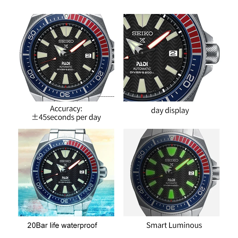 100% оригинальные мужские часы Seiko автоматические механические наручные 10 бар