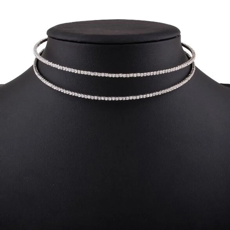 Милый двойной Rhinestone цепь колье Цепочки и ожерелья для Для женщин Элегантный