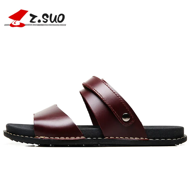 Классические мужские сандалии коричневого цвета кожаные летние модные