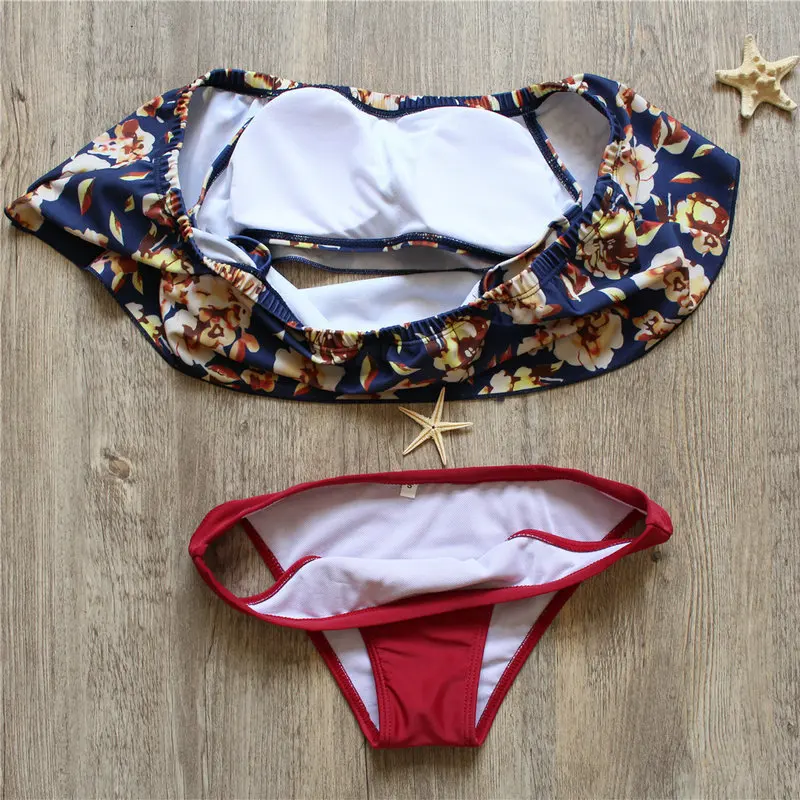 Цветочные низкой талией купальник 2017 Сексуальная Трусики бикини Для женщин