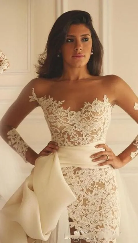 Casamento платья вечерние платья trouwjurk бежевое длинное платье Длинные рукава robe de mariee Тюль платья Кружева vestido de noiva