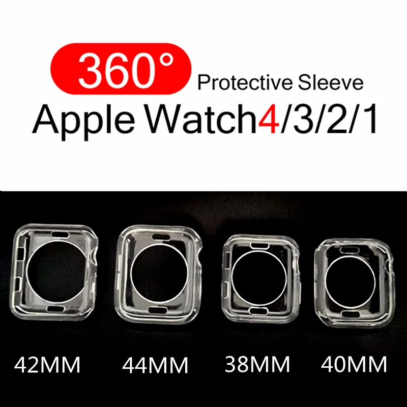 Мягкий чехол для часов из ТПУ для Apple Watch, защитный чехол-бампер, 40 мм, 44 мм, 38 мм, 42 мм, крепкий чехол для Apple Watch, аксессуары для часов
