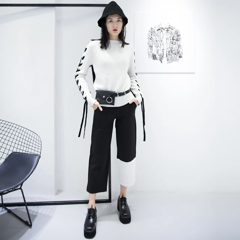 Брюки женские Асимметричные с высокой талией в стиле ретро|black trousers|casual pants womenpants