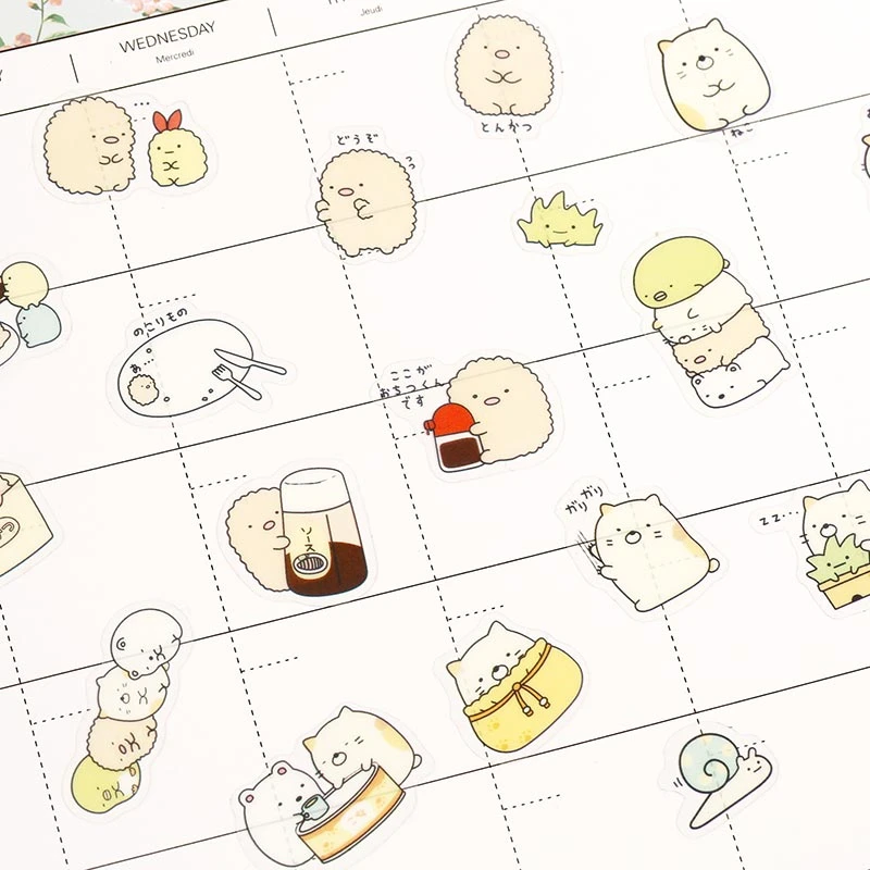 

50 Pcs/Bag Diy Cute Cartoon Kawaii Pvc Stickers Lovely Cat Bear Sticker For Diary Decoration Free Shipping