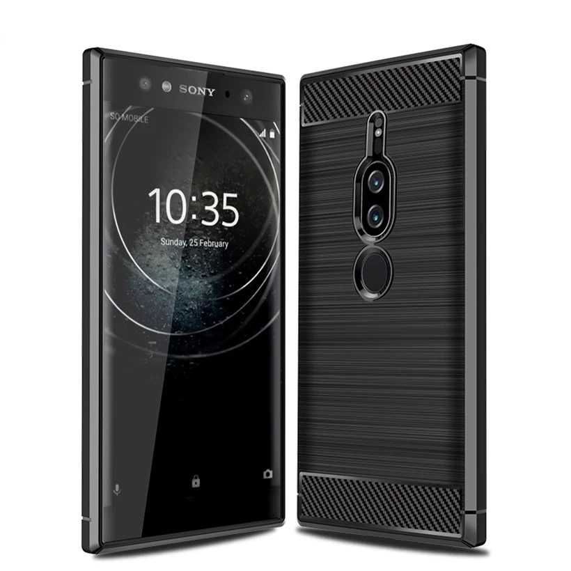 Black 001 Углеродное волокно чехол для sony Xperia XA1 ультра XZ1 XA2 XA3 XZ2 компактный XZ3 XZ4 L1 L2 L3 XA4 XZ5 2 20 10 Plus чехол силиконовый чехол - Цвет: Black 001
