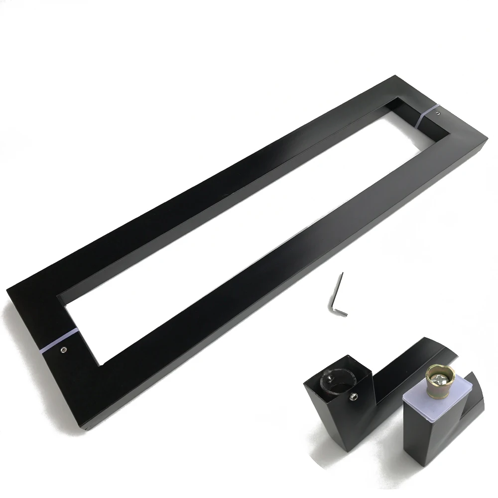 Черная квадратная трубка из нержавеющей стали стеклянные дверные ручки