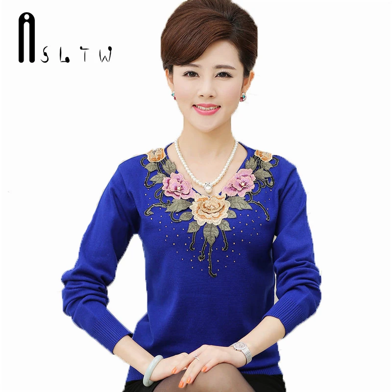 Женский свитер ASLTW Базовая рубашка с длинным рукавом и вышивкой весенний