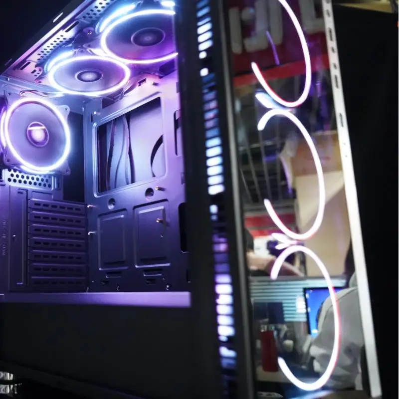 Aigo MR12 120 мм rgb чехол Вентилятор охлаждения кулер Синхронизация с ASUS беспроводной контроллер ПК Вентилятор охлаждения двойное кольцо бесшумный пульт дистанционного управления