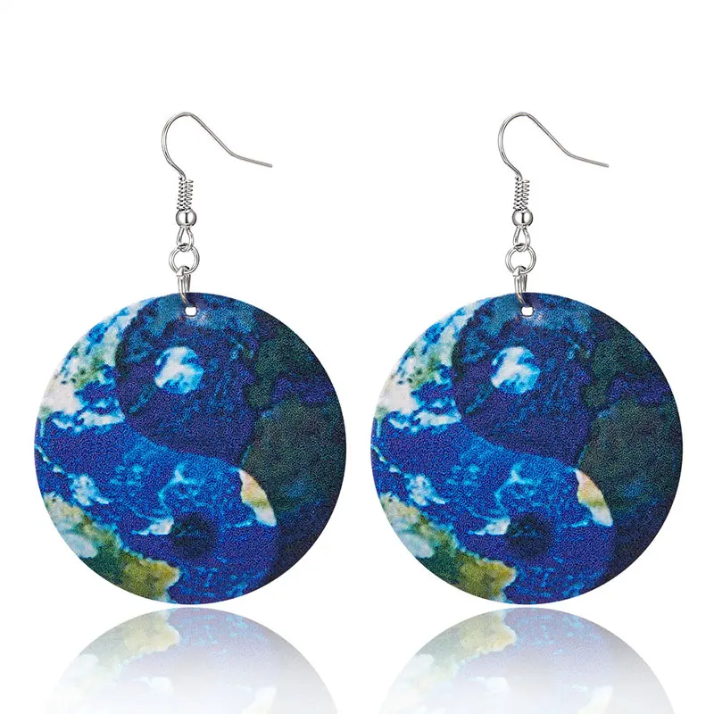 

Boho PU Leather Round Dangle Statement Earrings For Fashion Trendy Jewelry Women Drop Earrings Bridal Party Beach Jewelry