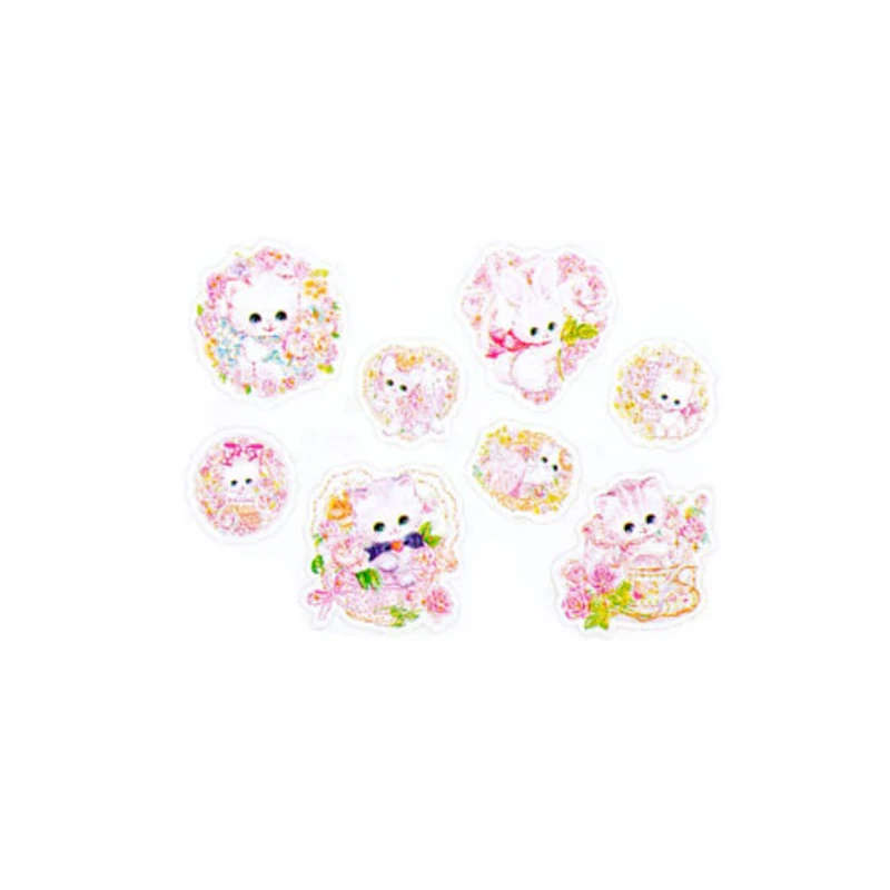 20packs/lot cute lovely flower cat production sticker cartoon deco gifts label for kids wholesale