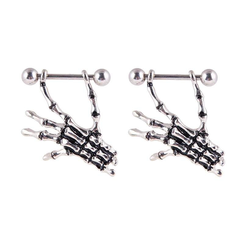 Hot Piercing Nipple Ring 2 Pcs Puncture sputum ring Skeleton Hand Shape Nose Woman Sexy Body Jewelry | Украшения и аксессуары