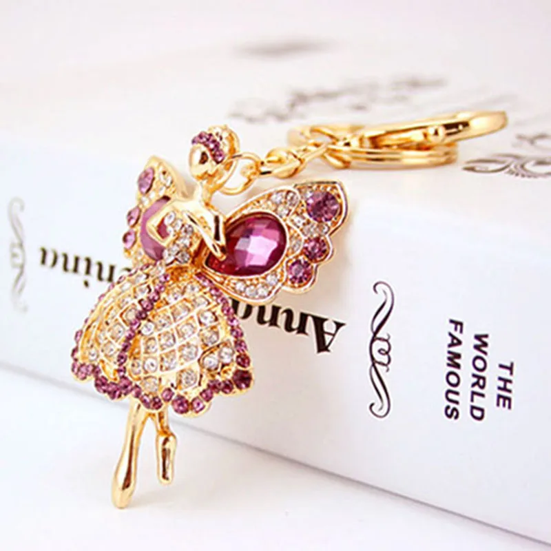 RE Lucky Angel Wings Elves Кристалл Брелок держатель для ключей женская сумка Автомобильная Подвеска Брелки Аксессуары для ключей J2630