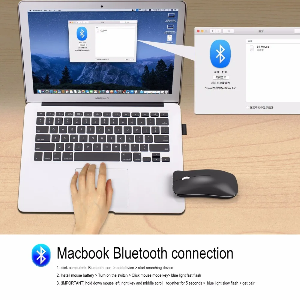 HXSJ T23 2,4G беспроводная мышь Bluetooth 4,0 мышь Utral тонкий двойной режим ноутбук игровая мышь для Windows Mac Бесшумная офисная