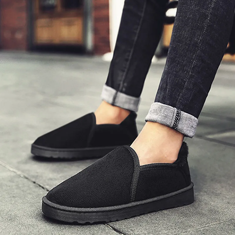 Black Winter Hot Sale Warm Men Cotton Slippers Shoes Big Size 36-45 Winter Wrapped Heel Home Slippers Men With Fur Mans footwear - Цвет: Black