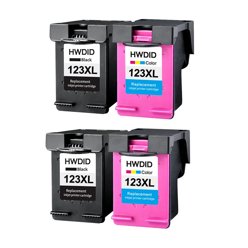 HWDID 123XL Заправляемый картридж Замена для hp 123 XL с чернилами hp Deskjet 1110 2130 2132 2133 2134 3630 3632 3638 4520 4522 - Цвет: 2 xBlack 2xTri-Color