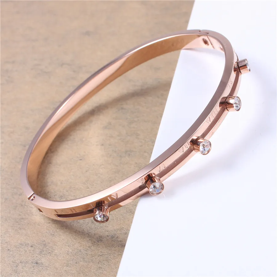 Новинка 2018 блестящие браслеты из нержавеющей стали для женщин розовое золото