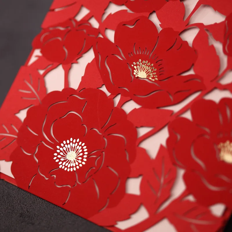 Персонализированные Элегантный Цветочный вырез Свадебные Приглашения карты