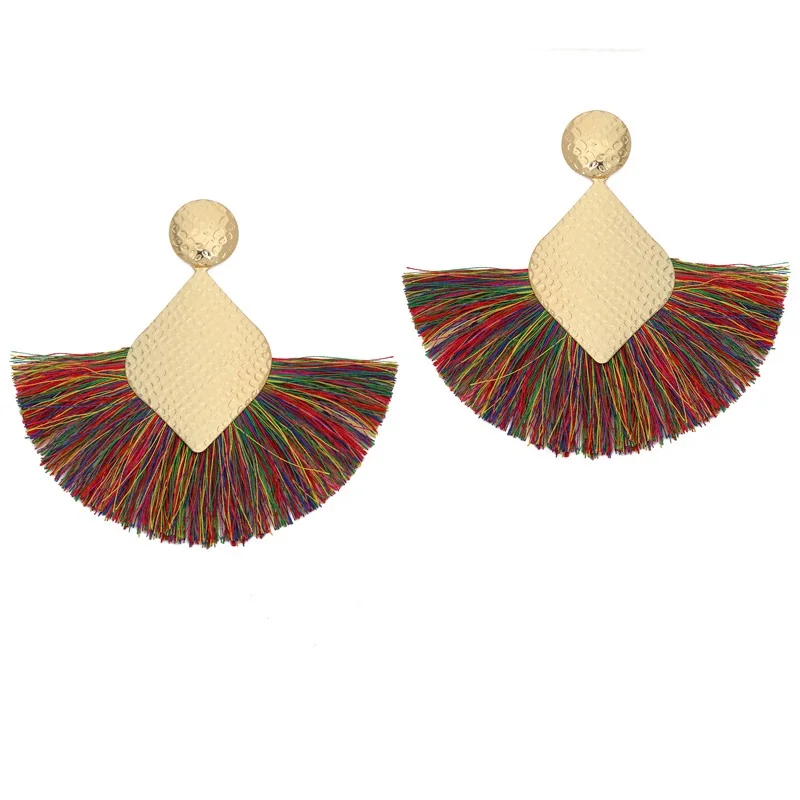 Женские сережки с кисточками Boho большие серьги бахромой модные ювелирные