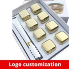 Многоразовые золотые кубики льда для виски из камня, охлаждающие камни охладитель для виски, ведро для льда для виски, шампанского, пива, охладитель из нержавеющей стали