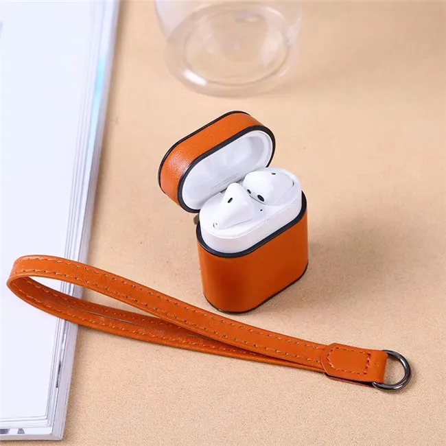 Роскошный кожаный чехол для Airpods PU+ PC чехол s Для Air Pods Bluetooth Earpods наушники кожаный защитный чехол Прямая поставка - Цвет: Orange