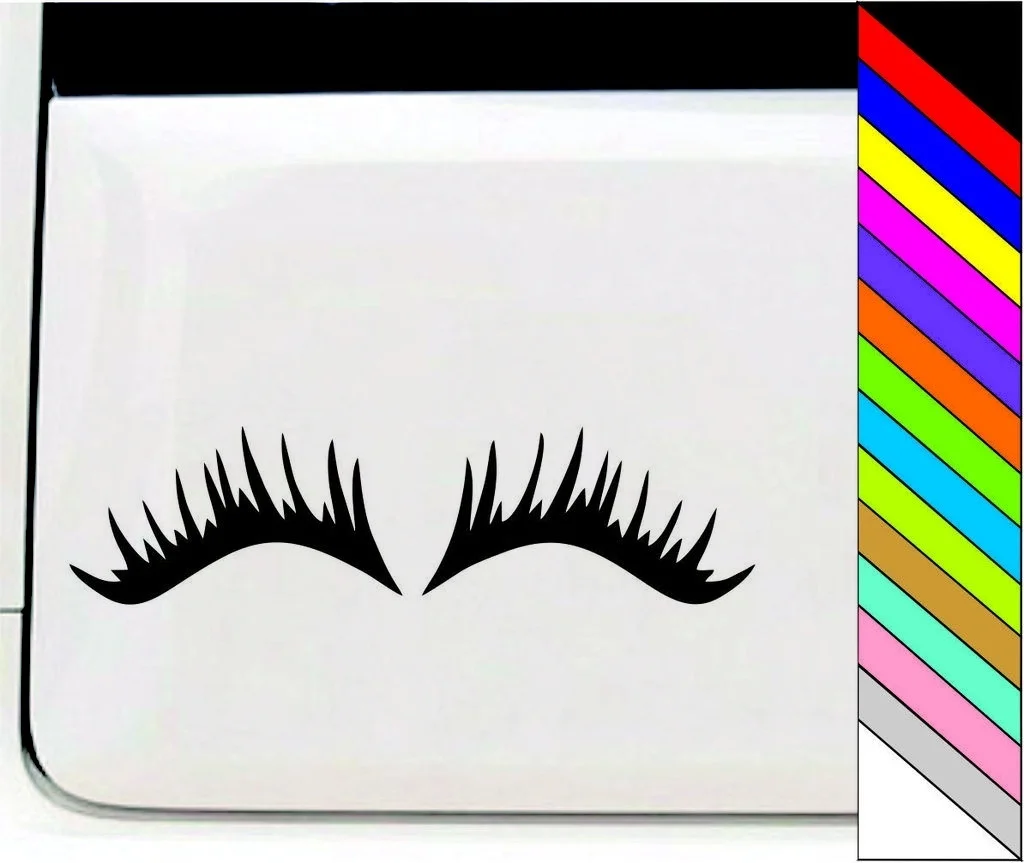 

Set of Two 'Eyelashes' Funny Novelty Vinyl Girly Stickers/Decals Waterproof Window Bumper Decor 20x5.2cm