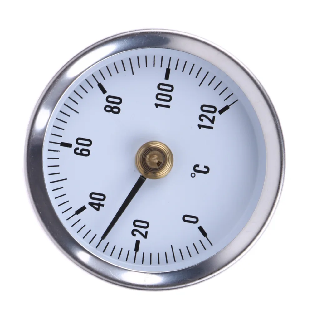 

0-120 Degree 63mm Dial Thermometer Bimetal Stainless Steel Surface Pipe Thermometer Clip-on Spring Temperature Gauge Home Suppli