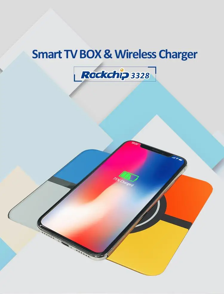 S10 Plus Android 9,0 Смарт ТВ приставка Беспроводная Быстрая зарядка RK3328 Четырехъядерный 4 Гб 64 Гб Wifi 4 к H.265 USB3.0 Смарт ТВ приставка