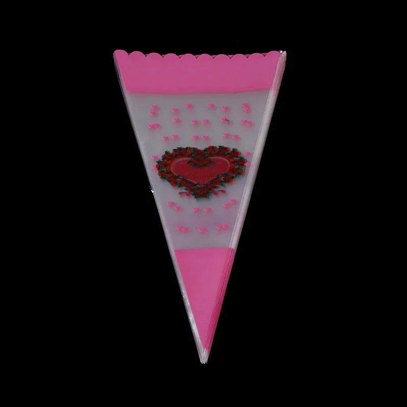 100 шт. пакеты из целлофановой формы в форме конуса для конфет с плетеными
