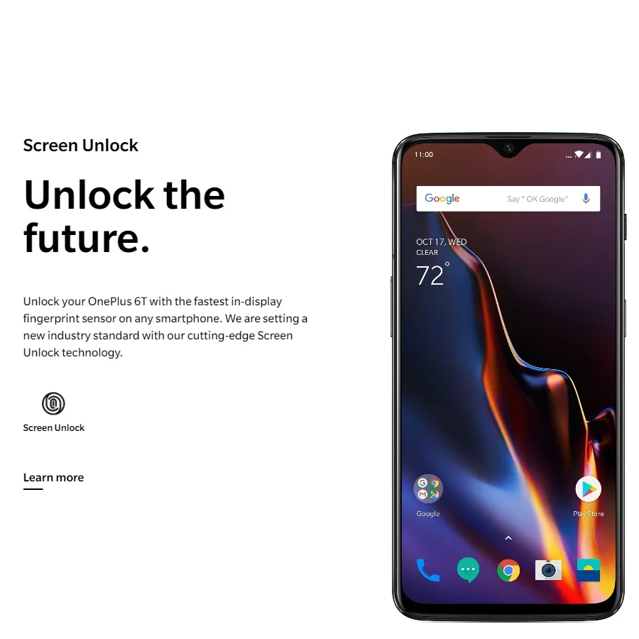 Оригинальный Oneplus 6 комплектов/партия футболка 128GB в Дисплей отпечатков пальцев