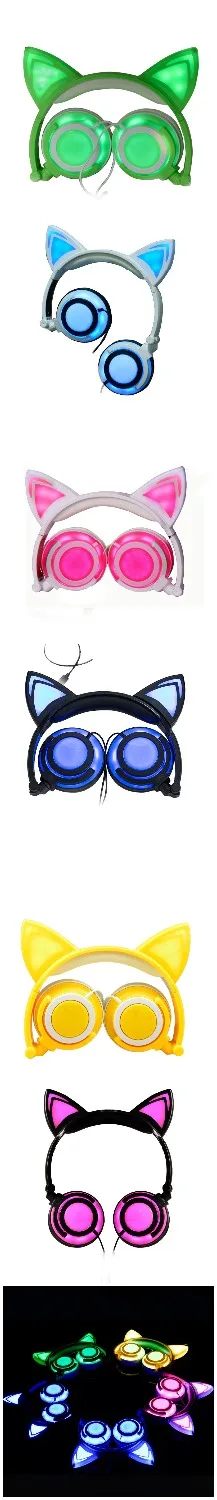 Мультфильм Neko светодиодный вечерние лампы для наушников для девочек детей PC Gamer стерео наушники MP3 гарнитура для смартфона для samsung iPhone sony