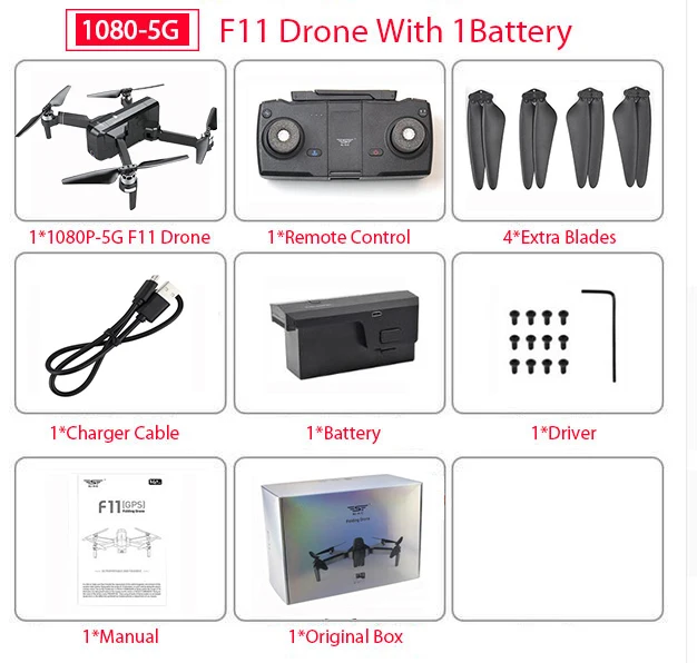 1 Battery Color Box SJRC F11 PRO gps Дрон с Wifi FPV 1080 P/2 K HD камера F11 бесщеточный Квадрокоптер 25 минут время полета складной Дрон Vs SG906 - Цвет: 1 Battery Color Box