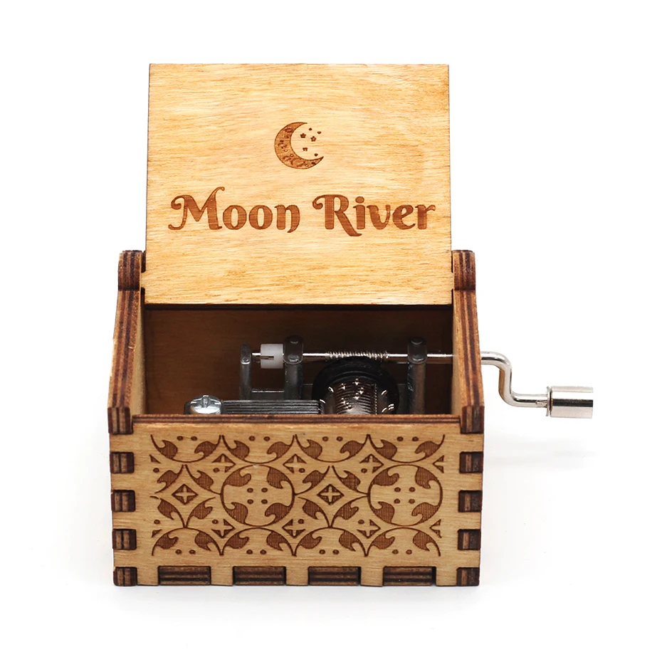 Moon river Черное дерево красавица зверь рукоятка музыкальная шкатулка игра трон Звездные войны не может помочь влюбиться рождественские подарки на день рождения - Цвет: Moon river