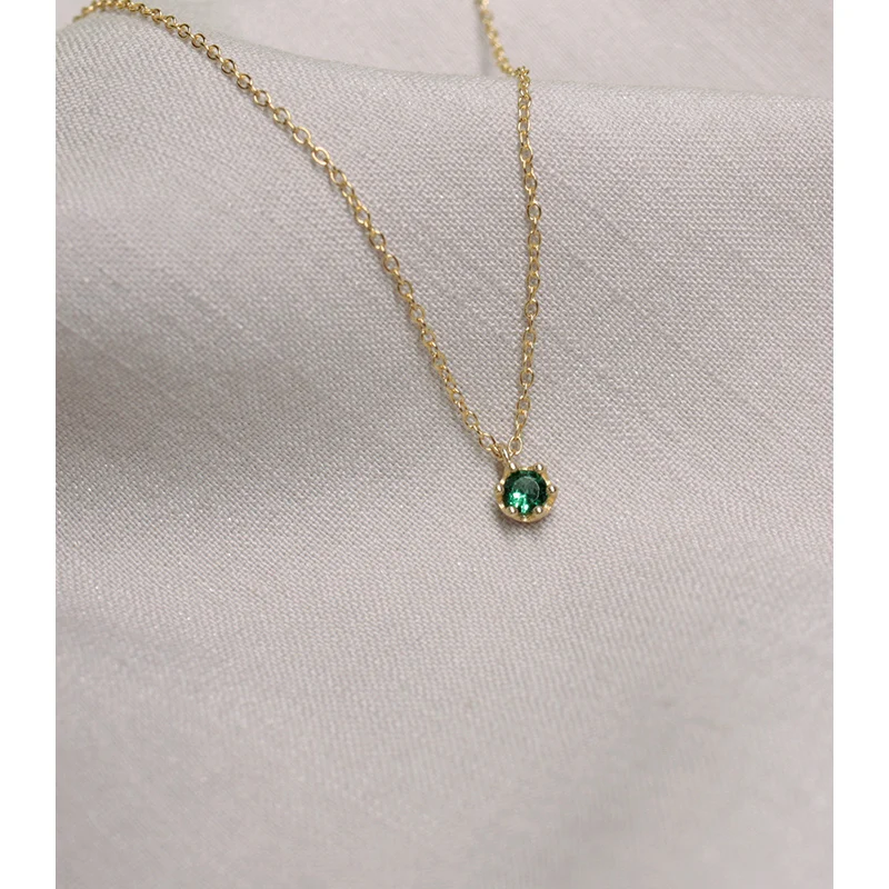 YEAJEWEL мода классический зеленый zircon контракт дизайн neckalace для женщин серебряные