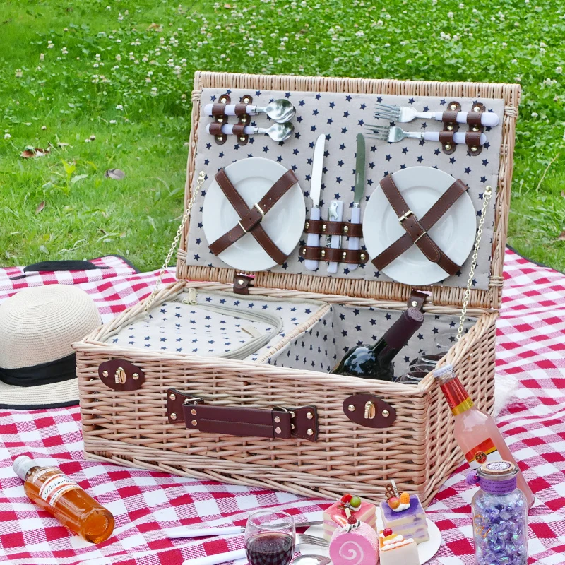 Корзина для пикника на открытом воздухе сохранение тепла ива плетеная