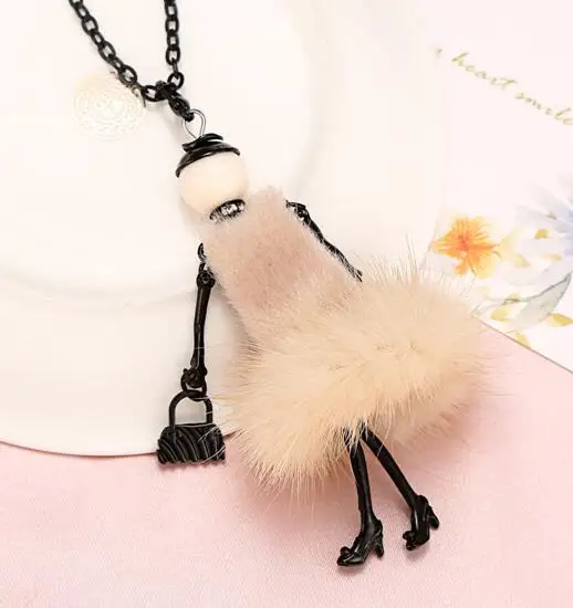 10 цветов новые модные кукольные ожерелья! Зимние меховые куклы разных брелки